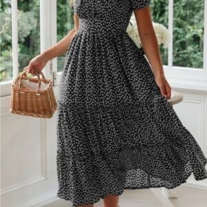 Elegant Black Floral Dress